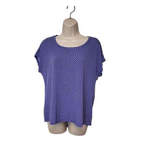 Chico's Polka-Dots Scoop Neck Short Sleeve Purple/White top Size 1(M-8)
